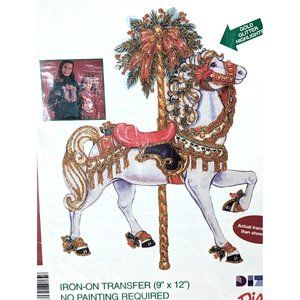 Colorlooks 1995 Carousel Horse Iron-On Transfer Full-Color Design Glitter NIP